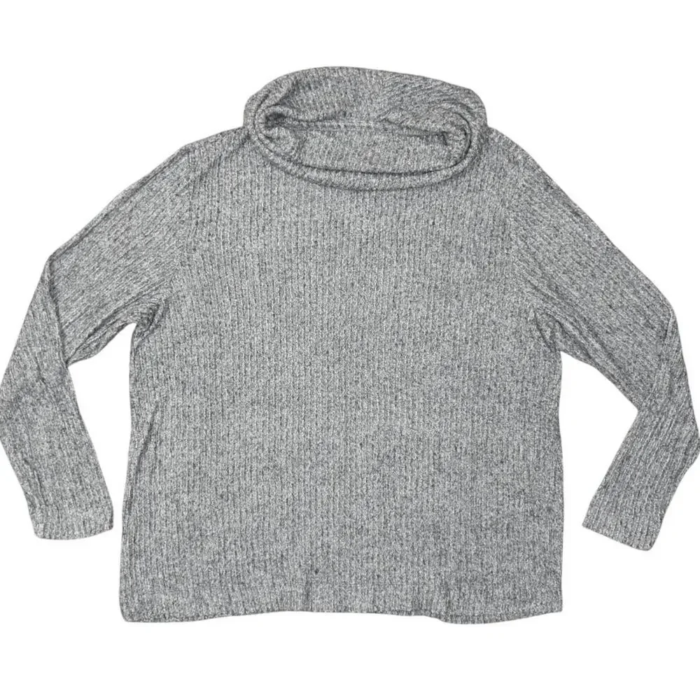 Loft Gray Solid Turtleneck Pullover Sweater Size 14 Rayon Blend Long Sleeve